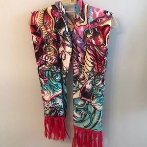 Ed Hardy graphic print scarf